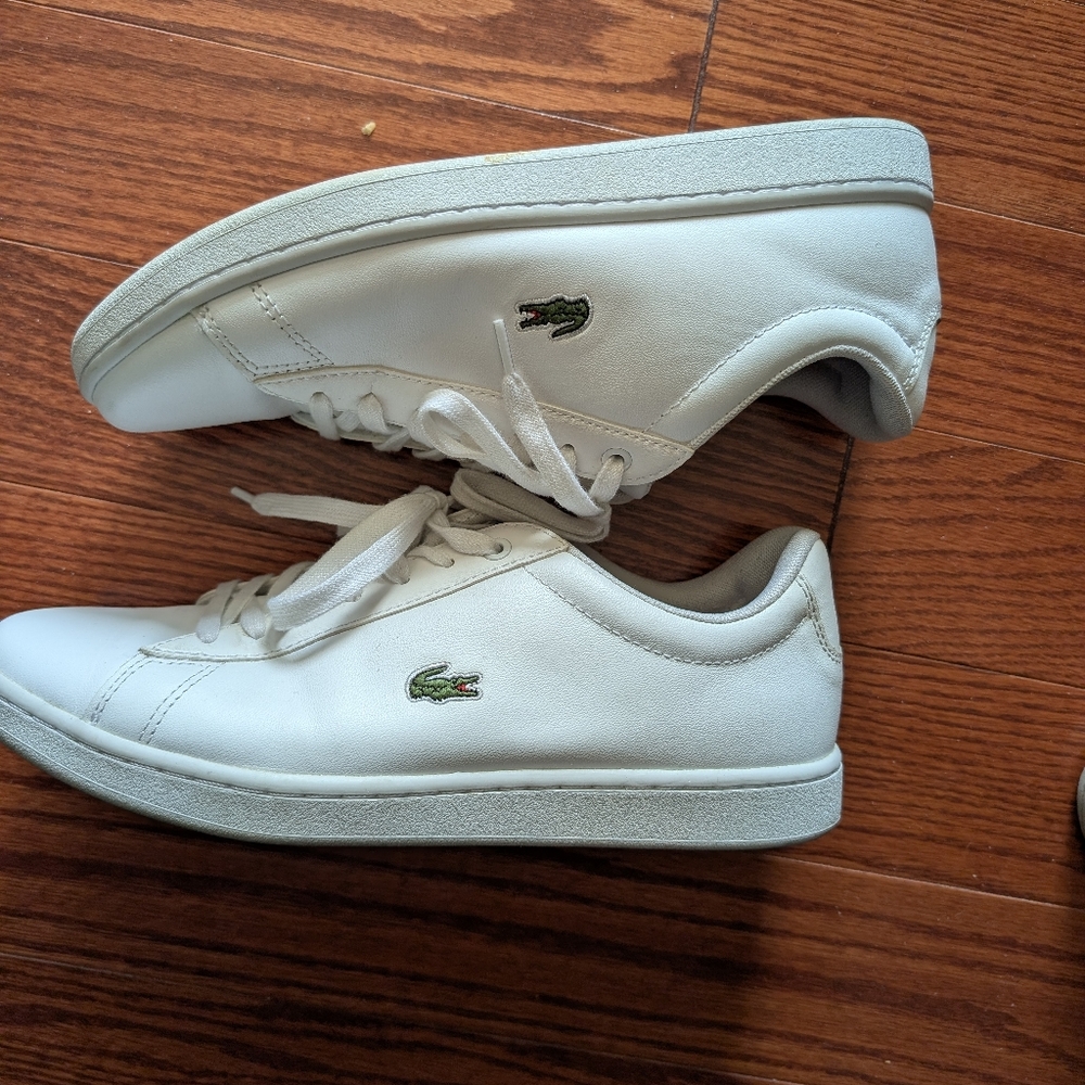 Lacoste White Sneakers with Green Logo